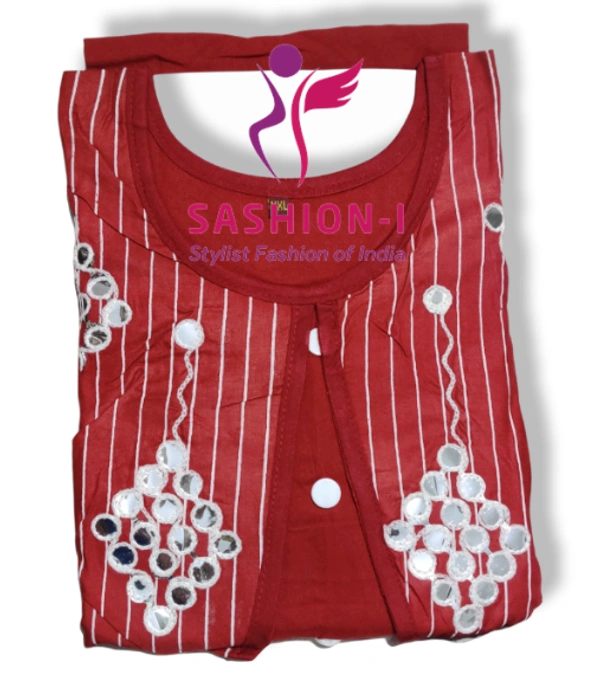 Gorgeous Stitched Kurti with Mirror Work - Coffee Brown, Red, Green & Black